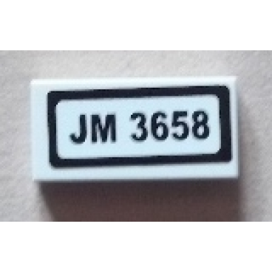 white tile 1 x 2 with jm 3658 pattern sticker - set 3658