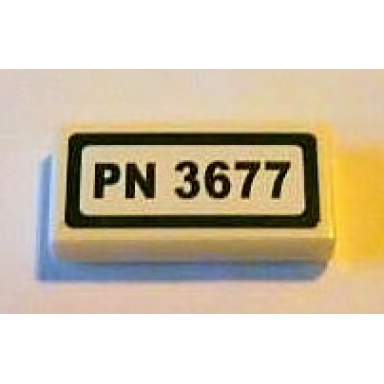 white tile 1 x 2 with pn 3677 pattern sticker - set 3677