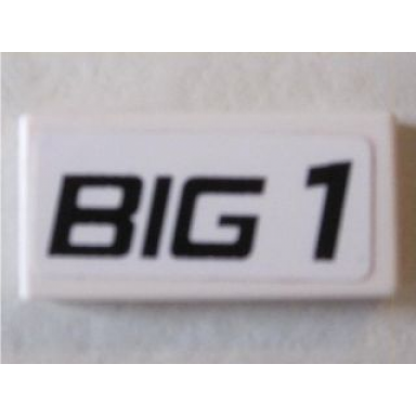white tile 1 x 2 with big 1 on white background pattern sticker - set 8495