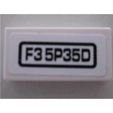 white tile 1 x 2 with black f3 5p35d on white background pattern sticker - set 8495