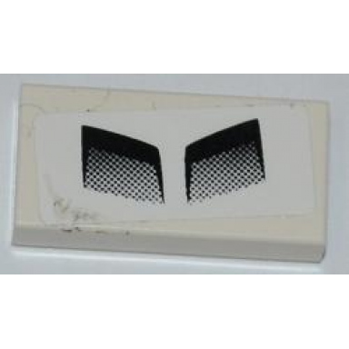 white tile 1 x 2 with 2 black air intakes pattern sticker - set 8198