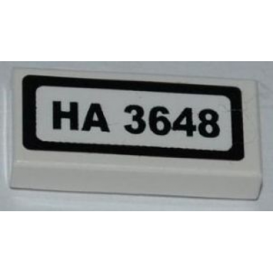 white tile 1 x 2 with ha 3648 pattern sticker - set 3648