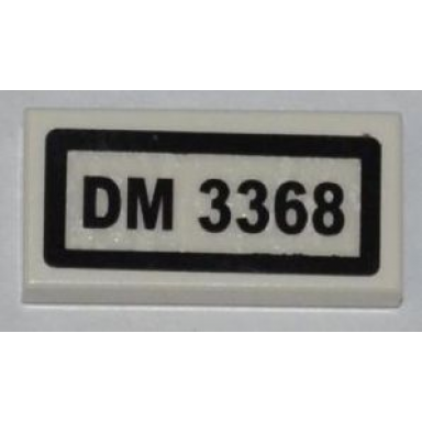 white tile 1 x 2 with dm 3368 pattern sticker - set 3368