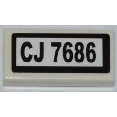 white tile 1 x 2 with cj 7686 pattern sticker - set 7686