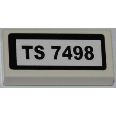 white tile 1 x 2 with ts 7498 pattern sticker - set 7498