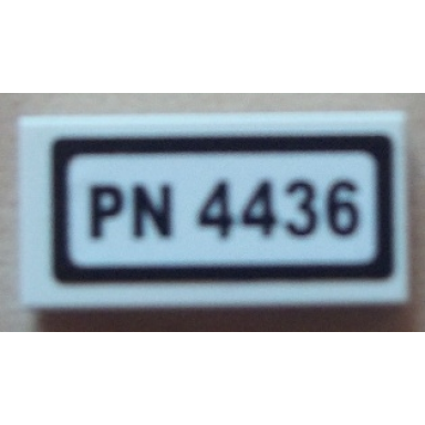 white tile 1 x 2 with pn 4436 pattern sticker - set 4436