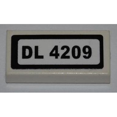 white tile 1 x 2 with dl 4209 pattern sticker - set 4209