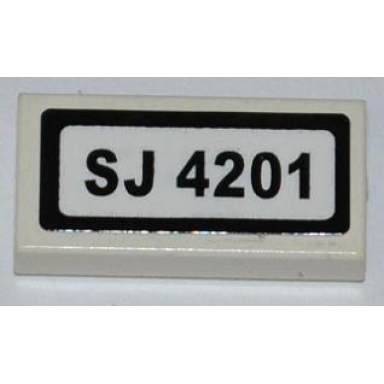 white tile 1 x 2 with sj 4201 pattern sticker - set 4201