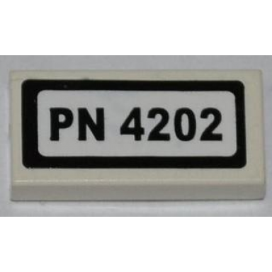 white tile 1 x 2 with pn 4202 pattern sticker - set 4202