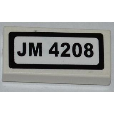 white tile 1 x 2 with jm 4208 pattern sticker - set 4208