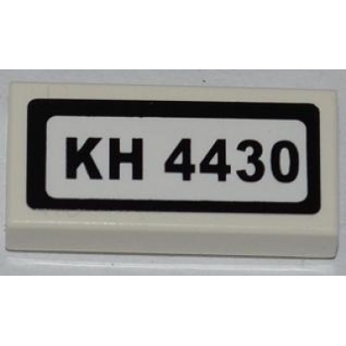 white tile 1 x 2 with kh 4430 pattern sticker - set 4430