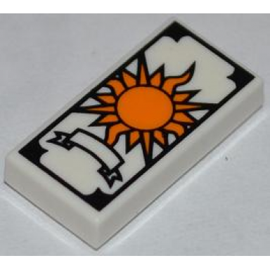 white tile 1 x 2 with tarot sun card pattern