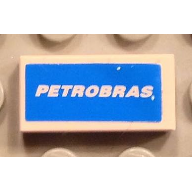 white tile 1 x 2 with white petrobras pattern sticker - set 8374