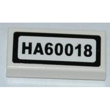 white tile 1 x 2 with ha60018 pattern sticker - set 60018