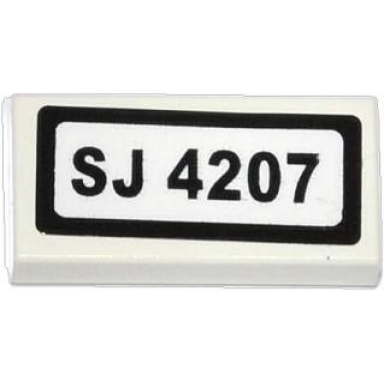 white tile 1 x 2 with sj 4207 pattern sticker - set 4207