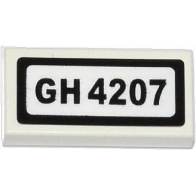 white tile 1 x 2 with gh 4207 pattern sticker - set 4207