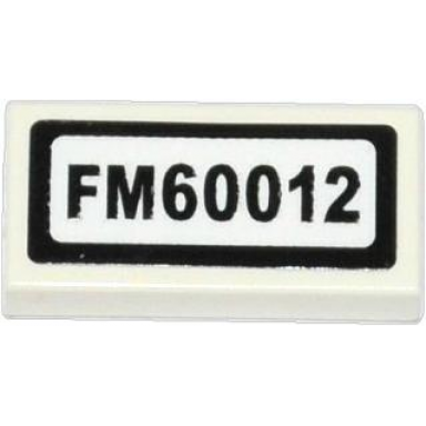 white tile 1 x 2 with fm60012 pattern sticker - set 60012