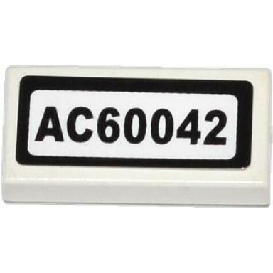 white tile 1 x 2 with ac60042 pattern sticker - set 60042