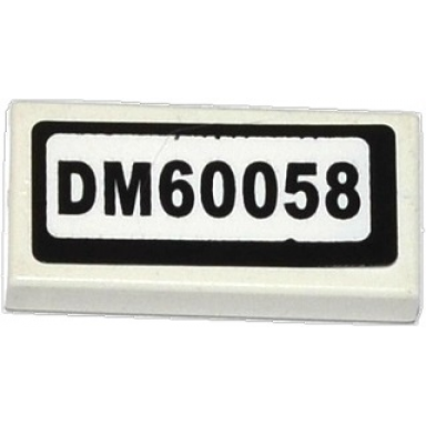 white tile 1 x 2 with dm60058 pattern sticker - set 60058
