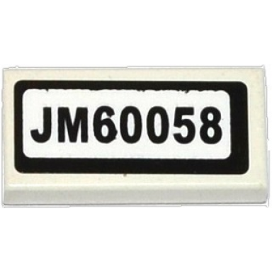 white tile 1 x 2 with jm60058 pattern sticker - set 60058