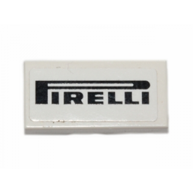 white tile 1 x 2 with pirelli pattern sticker - set 30192