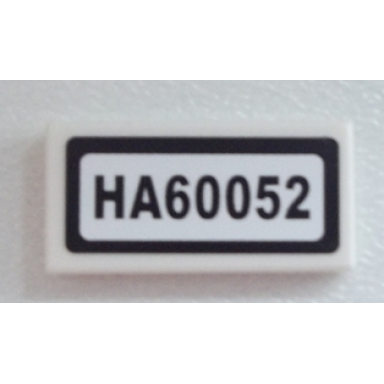 white tile 1 x 2 with ha60052 pattern sticker - set 60052