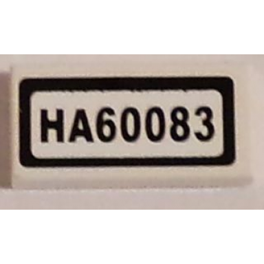 white tile 1 x 2 with ha60083 pattern sticker - set 60083
