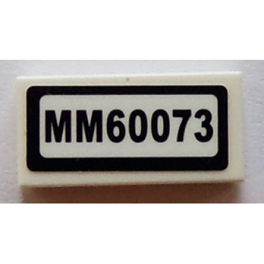 white tile 1 x 2 with mm60073 pattern sticker - set 60073