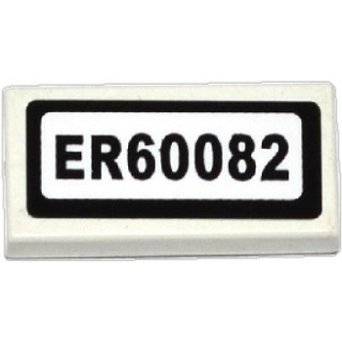 white tile 1 x 2 with er60082 pattern sticker - set 60082