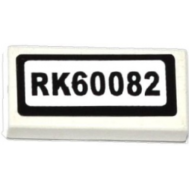 white tile 1 x 2 with rk60082 pattern sticker - set 60082