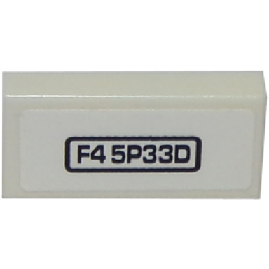 white tile 1 x 2 with f4 5p33d pattern sticker - set 8147
