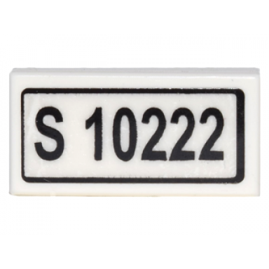 white tile 1 x 2 with s 10222 pattern sticker - set 10222