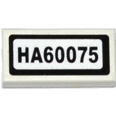 white tile 1 x 2 with ha60075 pattern sticker - set 60075