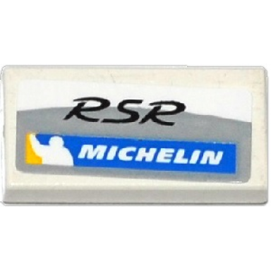 white tile 1 x 2 with rsr and michelin logo pattern sticker - set 75912