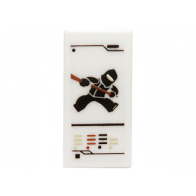 white tile 1 x 2 with ninjago trading card game cole pattern sticker - set 70751
