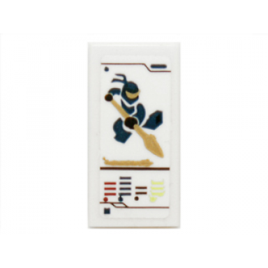 white tile 1 x 2 with ninjago trading card game jay pattern sticker - set 70732