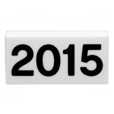 white tile 1 x 2 with black 2015 pattern
