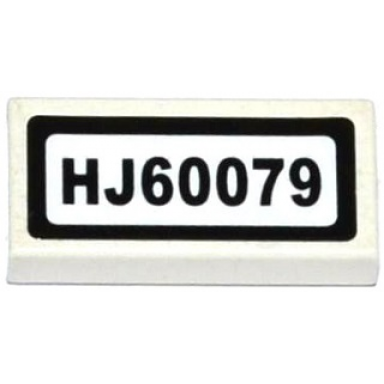 white tile 1 x 2 with hj60079 pattern sticker - set 60079