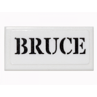 white tile 1 x 2 with black stencil bruce pattern sticker - set 76052
