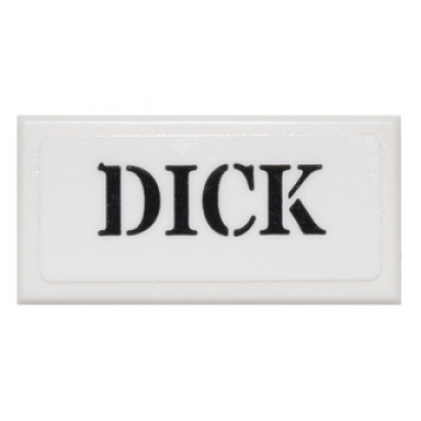 white tile 1 x 2 with black stencil dick pattern sticker - set 76052