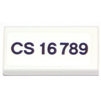 white tile 1 x 2 with cs 16 789 pattern sticker - set 75875