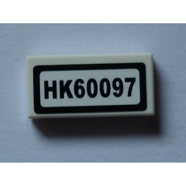 white tile 1 x 2 with hk60097 pattern sticker - set 60097