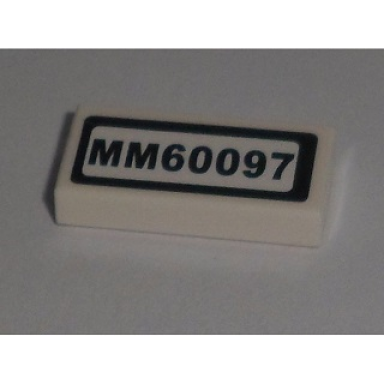 white tile 1 x 2 with mm60097 pattern sticker - set 60097