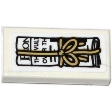 white tile 1 x 2 with front line newspaper tied bundle pattern sticker - set 76058