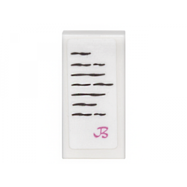 white tile 1 x 2 with note with black scribbles and dark pink script capital letter b pattern sticker - set 41067