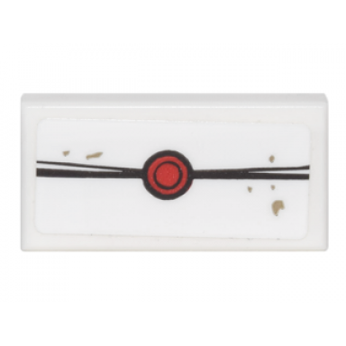 white tile 1 x 2 with envelope with red wax seal and ink spots pattern sticker - set 76060