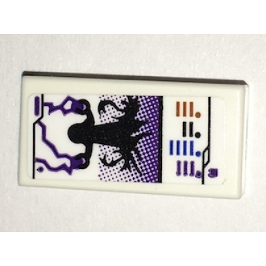 white tile 1 x 2 with ninjago game card with lord garmadons spinjitzu pattern sticker - set 70594
