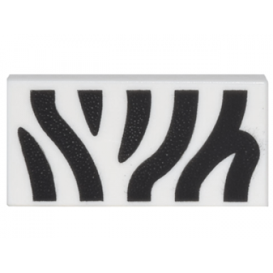 white tile 1 x 2 with zebra stripes pattern