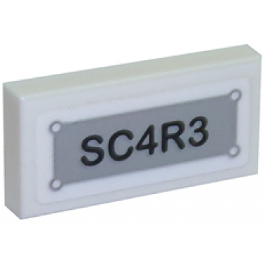 white tile 1 x 2 with sc4r3 pattern sticker - set 70910