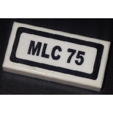 white tile 1 x 2 with black mlc 75 pattern sticker - set 40220